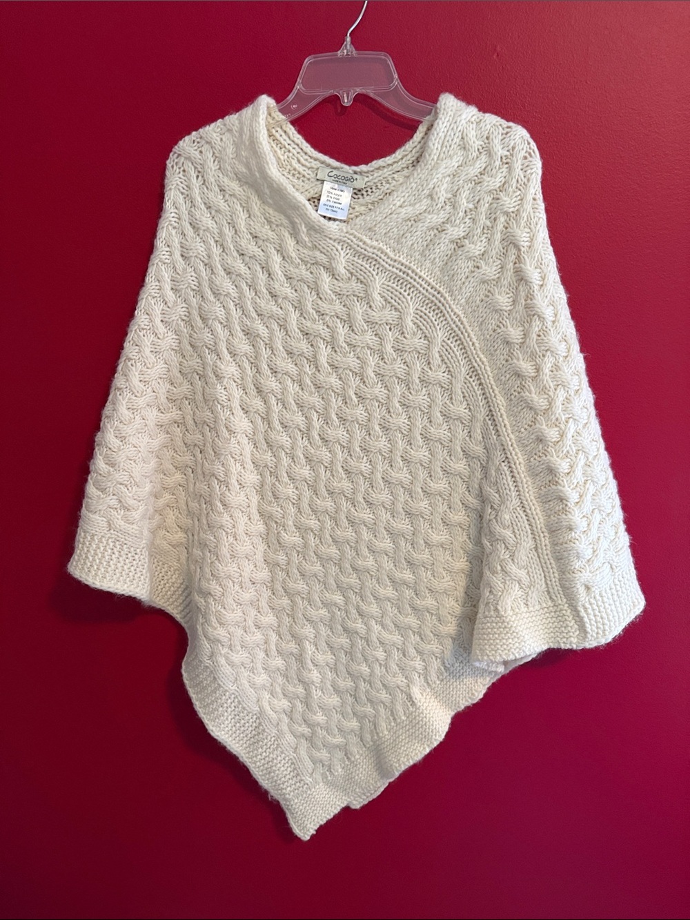 Cocogio Cream Knit Poncho Made in Italy- Super Soft
